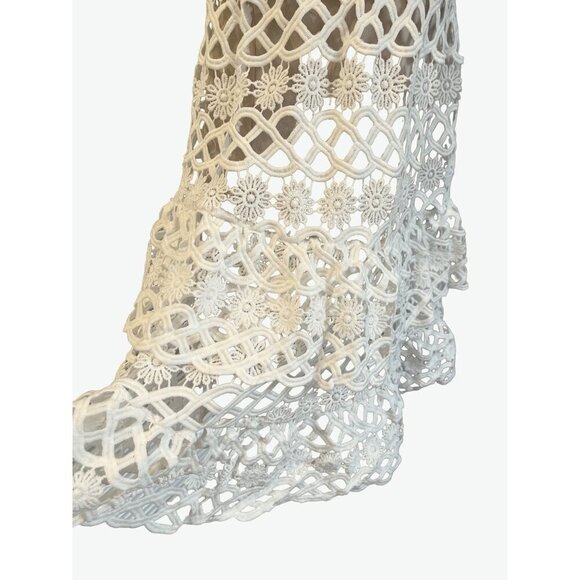 Lulus womens mini dress white open work with nude lining - Picture 6 of 7